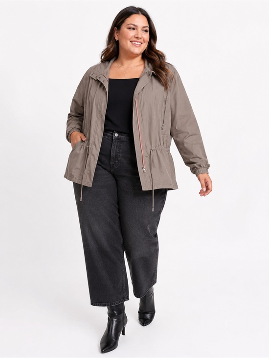 Lane Bryant Jackets & Blazers - Lane Bryant Cinch Waist Anorak Olive Green Hooded Zip Jacket Size 24